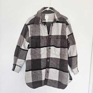 H&M Black and Gray Plaid Jacket